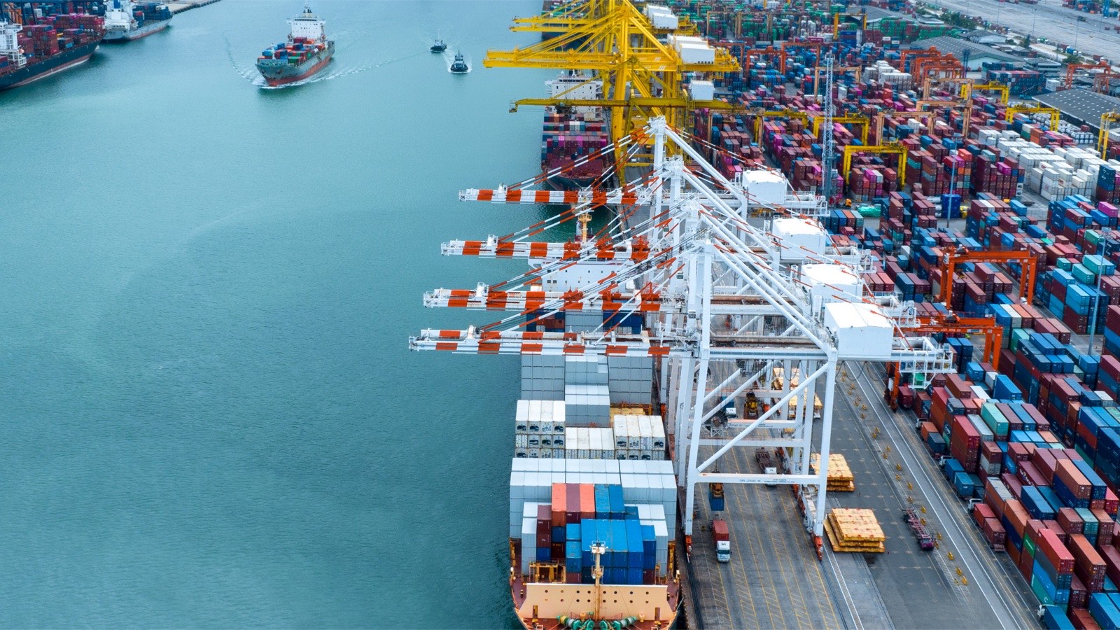 Container port seen from the air